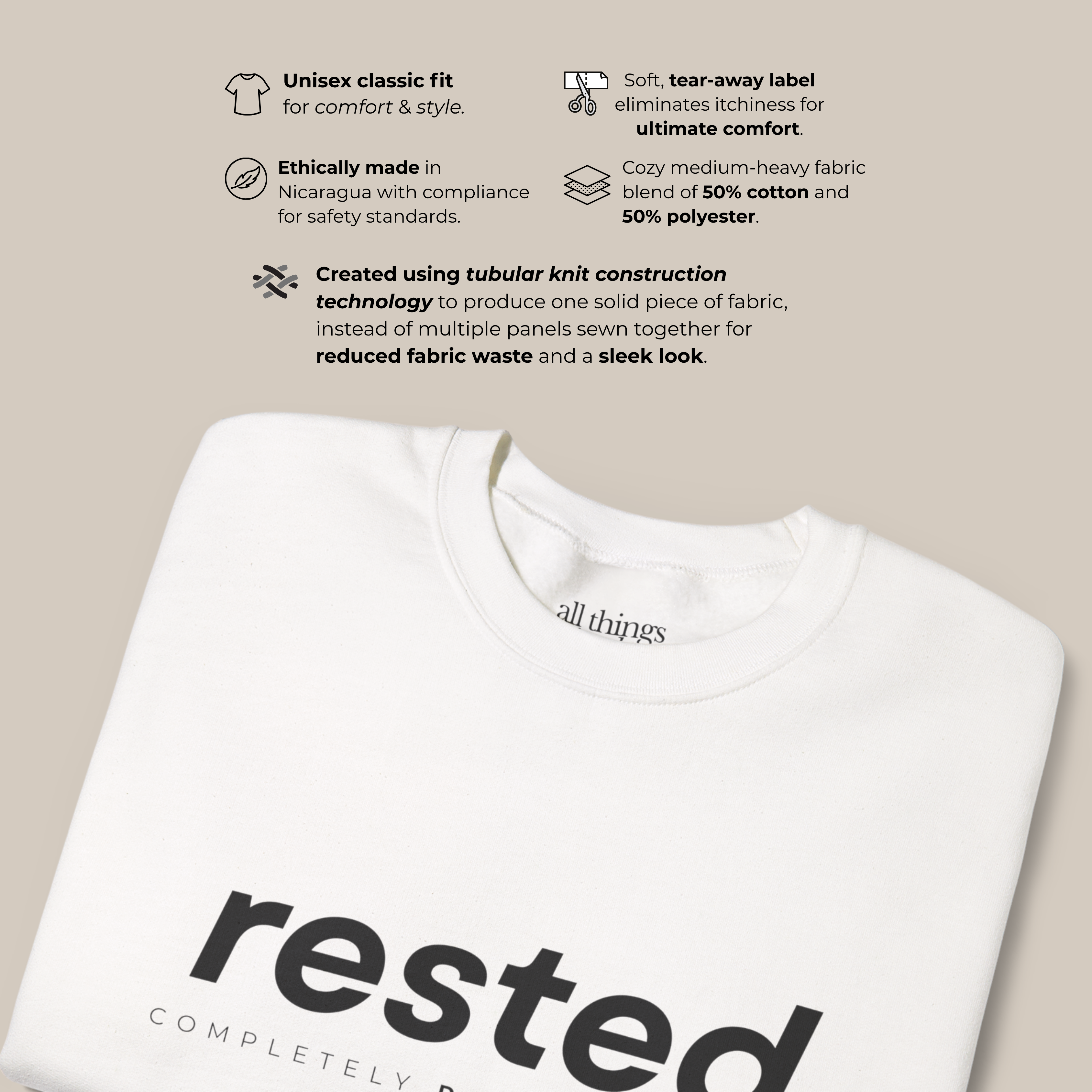 Rested Cozy Crewneck - White